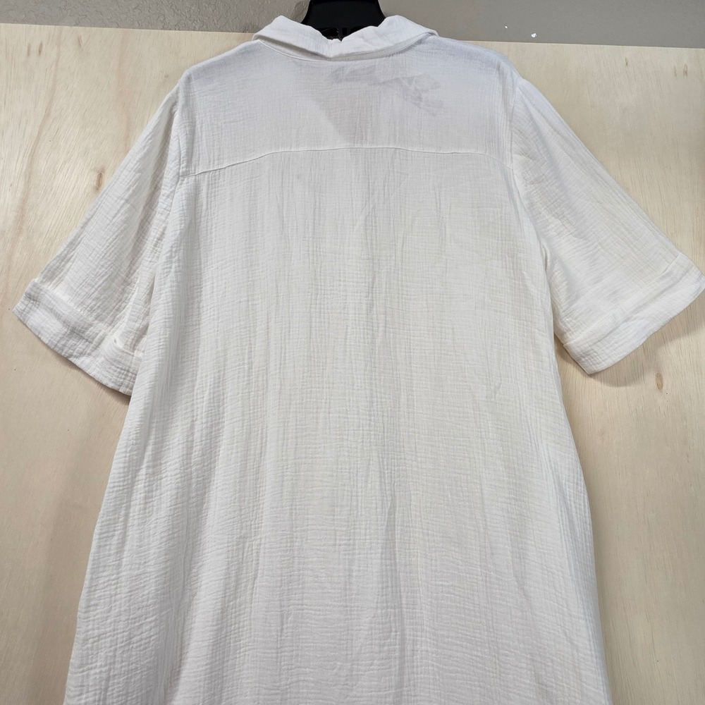Chico's White Cotton Gauze Button Front Maxi Shirt Dress Womens Size 3 US 16/18 - Picture 11 of 15
